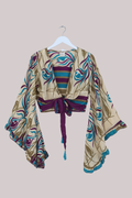 Venus Recycled Sari Wrap Top in Birds Of A Feather - Size S