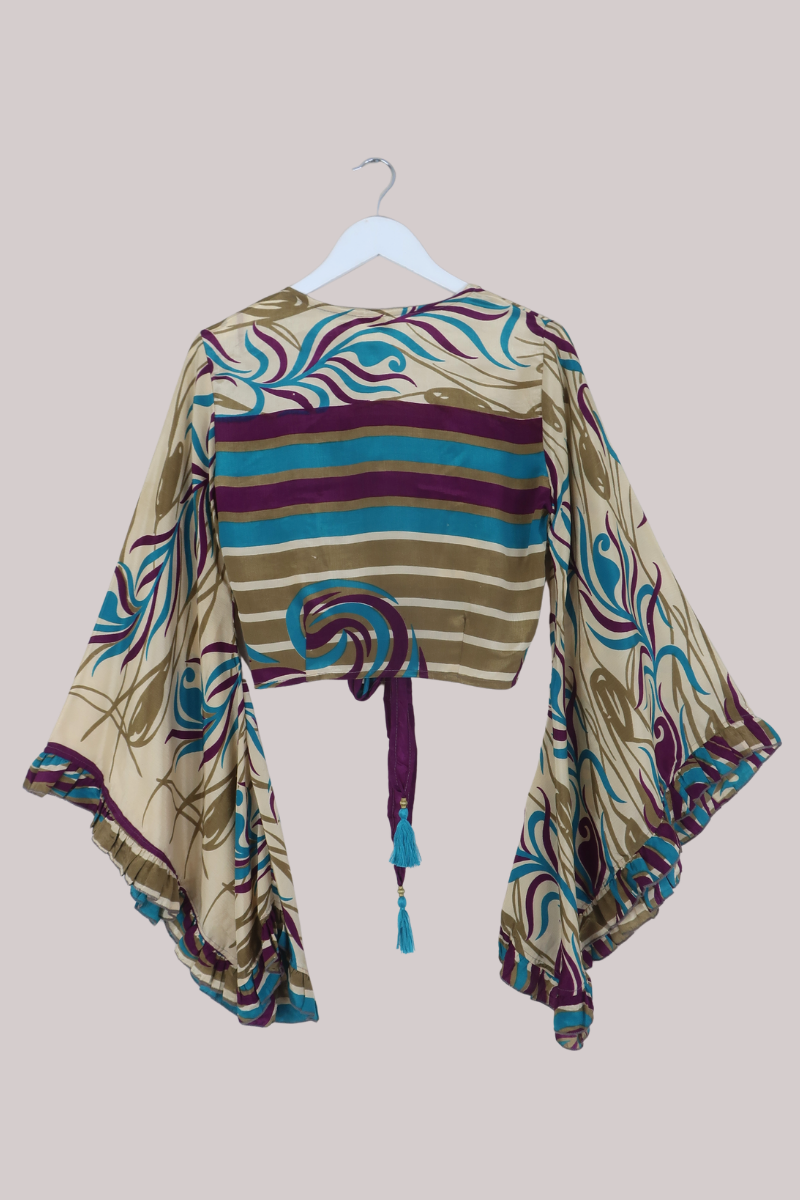 Venus Recycled Sari Wrap Top in Birds Of A Feather - Size S