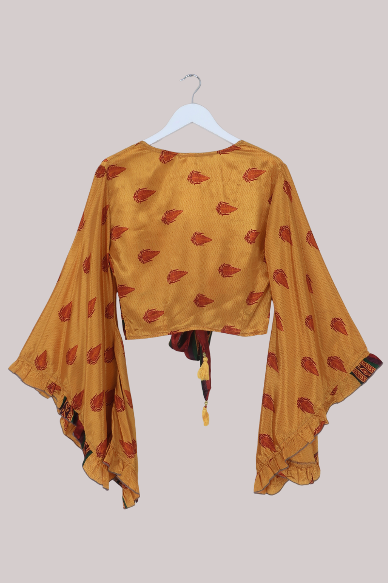 Venus Recycled Sari Wrap Top in Honey Gold Corn - Size S