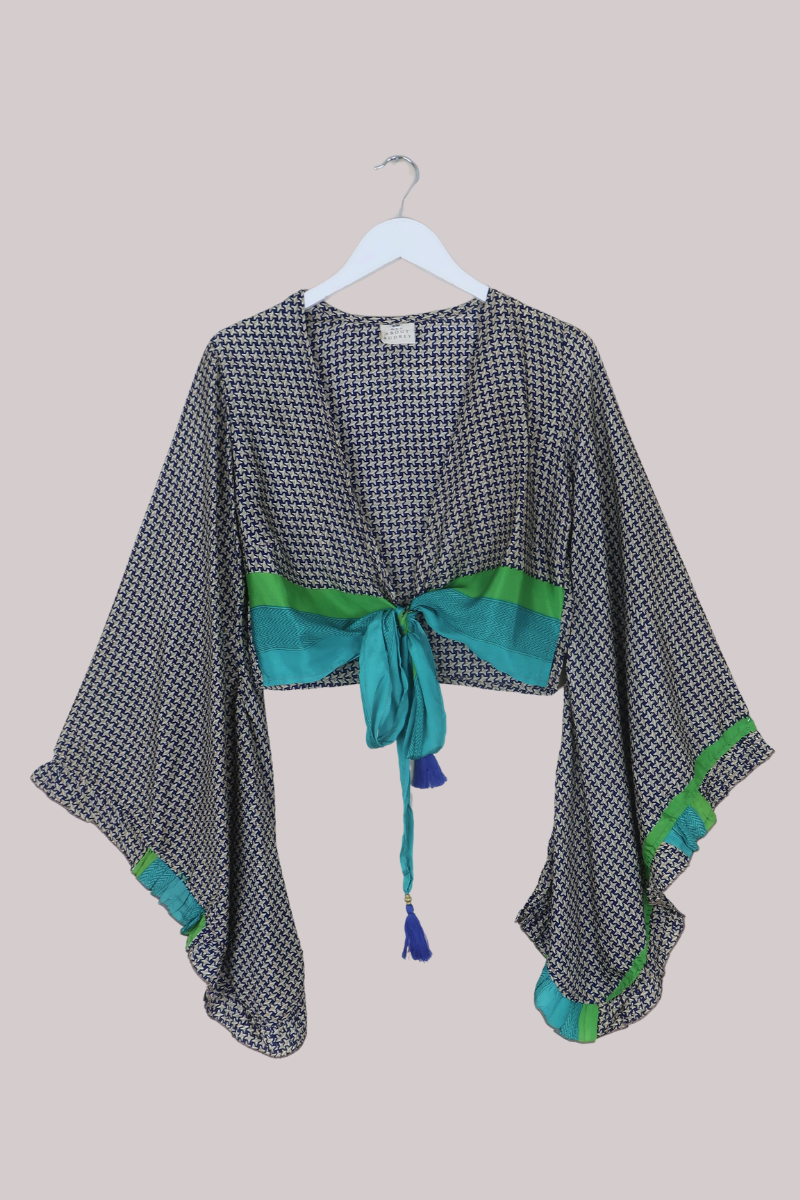 Venus Recycled Sari Wrap Top in Little Stars - Size S