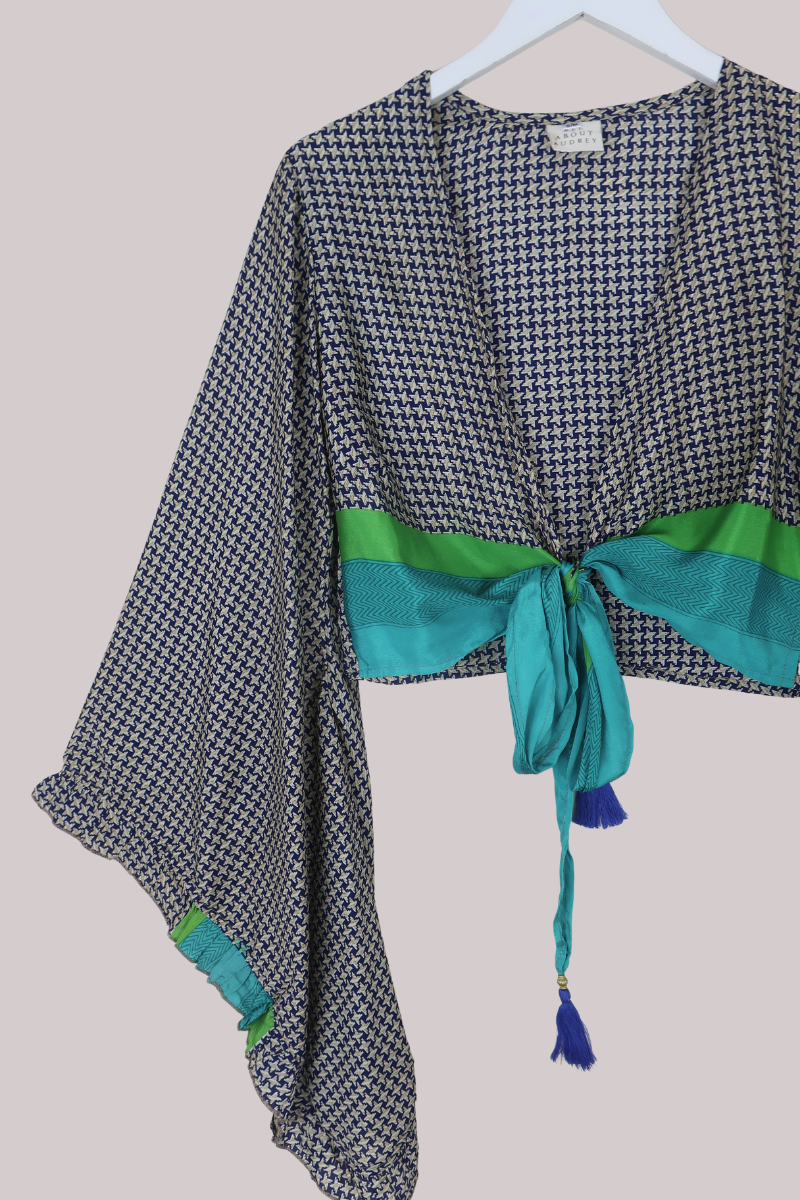 Venus Recycled Sari Wrap Top in Little Stars - Size S