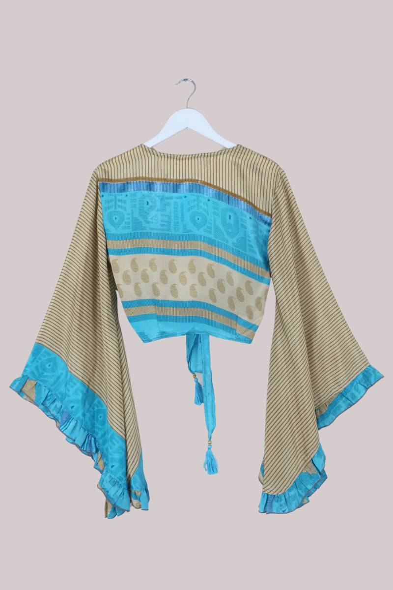 Venus Recycled Sari Wrap Top in Maui Beach Paisley - Size XS
