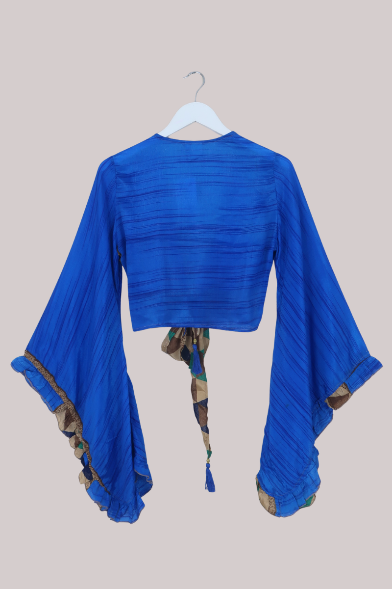 Venus Recycled Sari Wrap Top in Midnight Sapphire - Size S