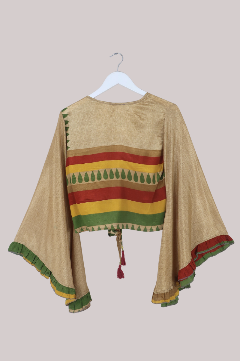 Venus Recycled Sari Wrap Top in Sahara Gold - Size S
