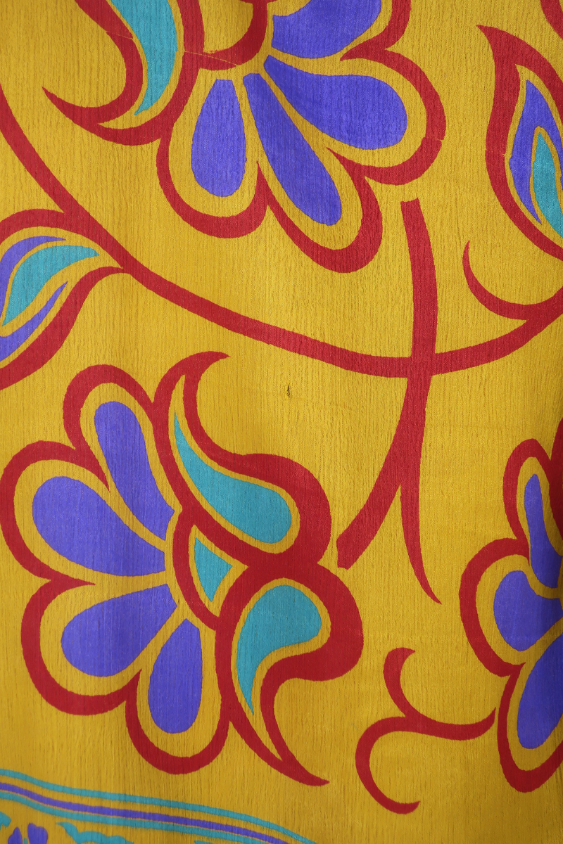 Venus Recycled Sari Wrap Top in Turmeric Yellow - Size S
