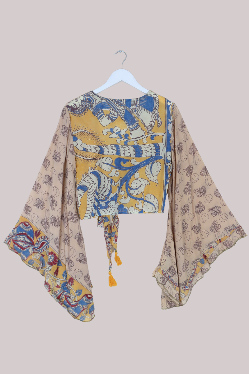 Venus Vintage Cotton Wrap Top in Sand Sitars - Size S/M