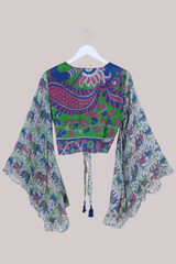 Venus Vintage Cotton Wrap Top in Paintbox Wildlife - Size M/L
