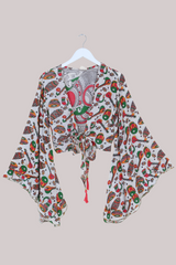 Venus Vintage Cotton Wrap Top in Festival Band - Size S/M