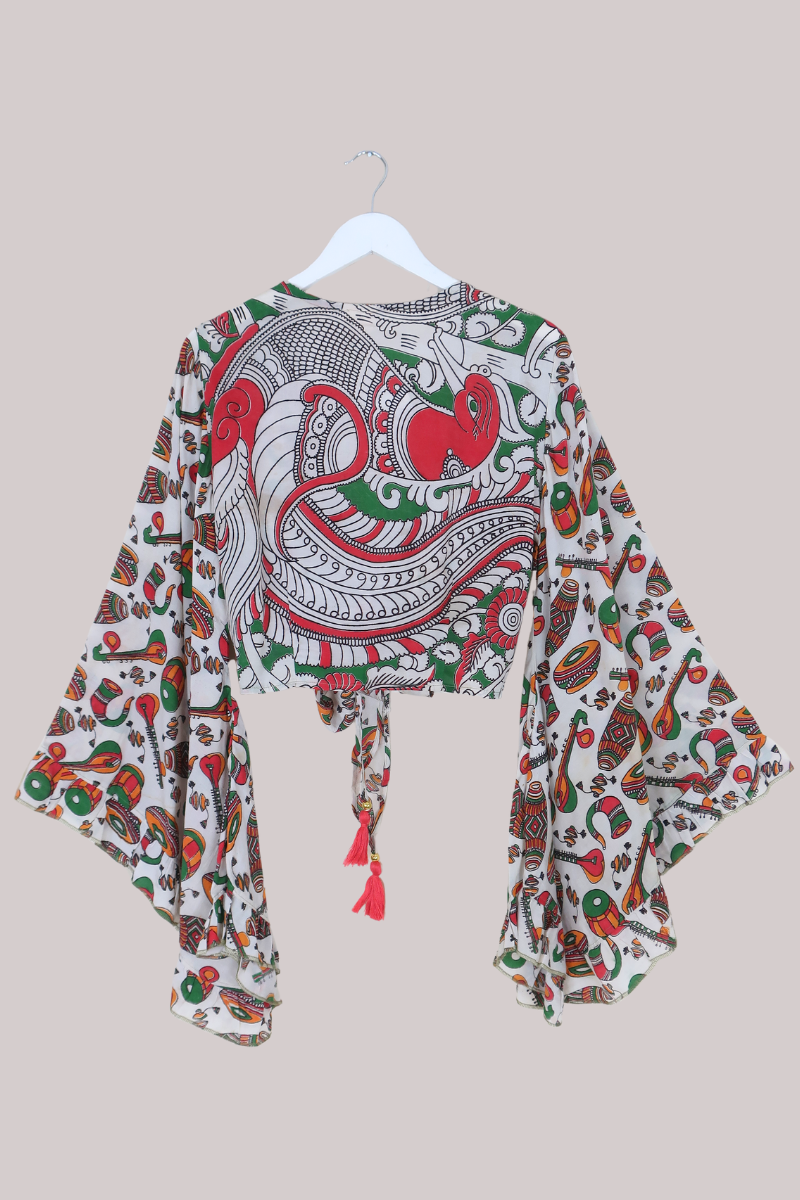 Venus Vintage Cotton Wrap Top in Festival Band - Size S/M