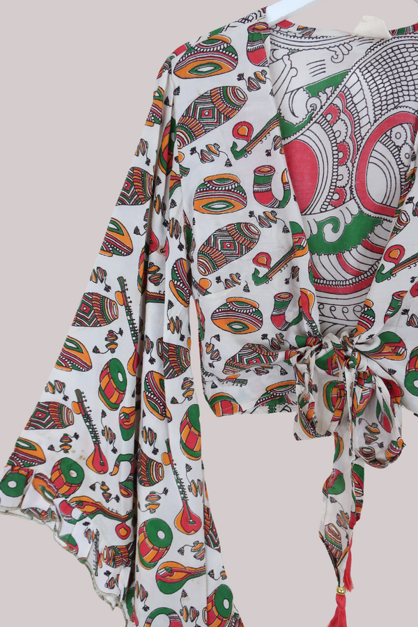 Venus Vintage Cotton Wrap Top in Festival Band - Size S/M