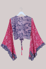 Venus Vintage Cotton Wrap Top in Hot Pink Gazelles - Size M/L