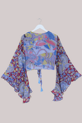 Venus Vintage Cotton Wrap Top in Crimson Paisley Peacock - Size M/L