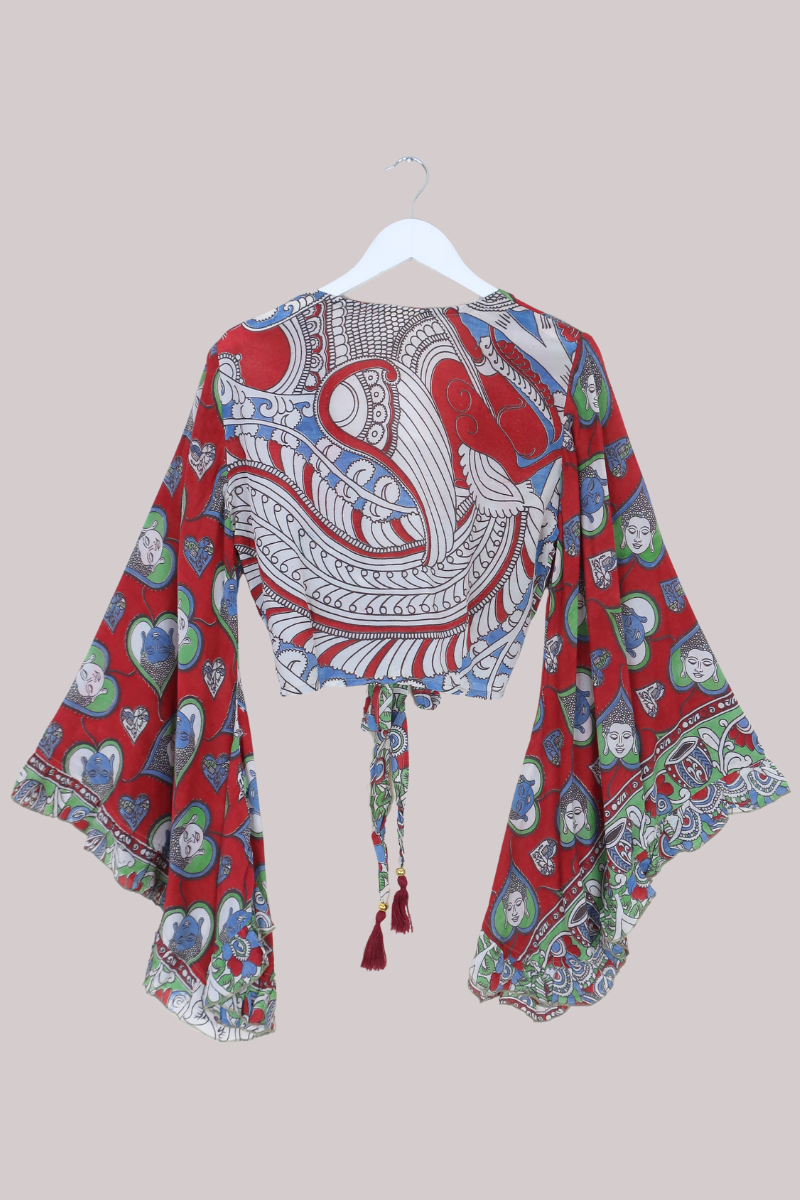 Venus Vintage Cotton Wrap Top in Lilypad Ladies - Size S/M