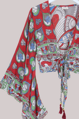 Venus Vintage Cotton Wrap Top in Lilypad Ladies - Size S/M