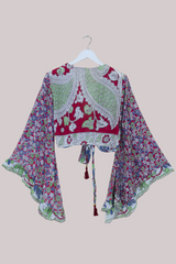 Venus Vintage Cotton Wrap Top in Scarlet Ivy Garden - Size M/L