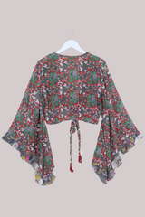 Venus Vintage Cotton Wrap Top in Abstract Opulent Elephants - Size M/L