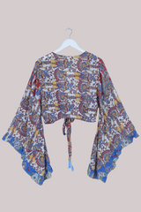 Venus Vintage Cotton Wrap Top in Abstract Festivities Print - Size M/L