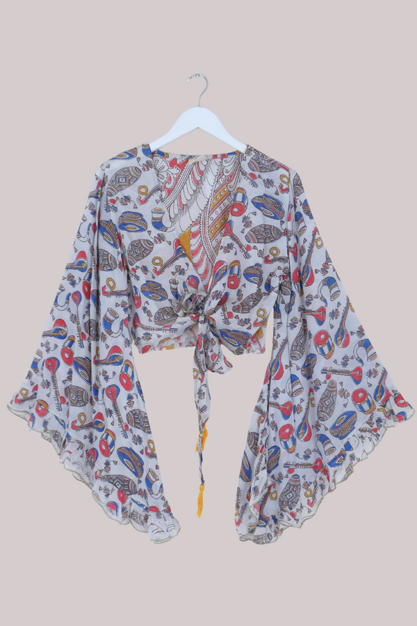 Venus Vintage Cotton Wrap Top in Traditional Instruments - Size M/L