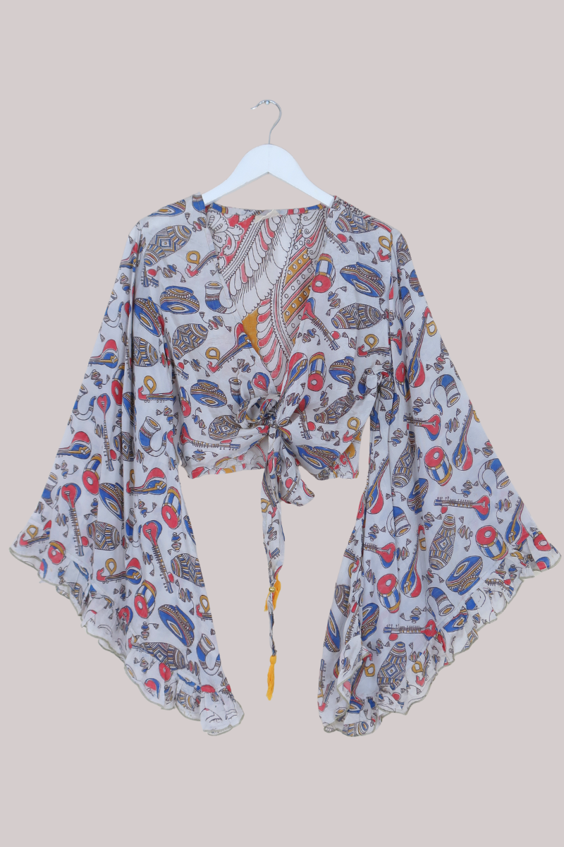 Venus Vintage Cotton Wrap Top in Traditional Instruments - Size M/L