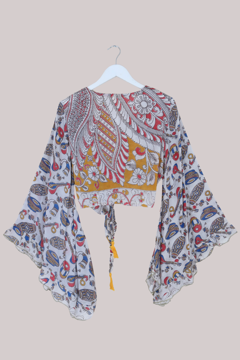 Venus Vintage Cotton Wrap Top in Traditional Instruments - Size M/L