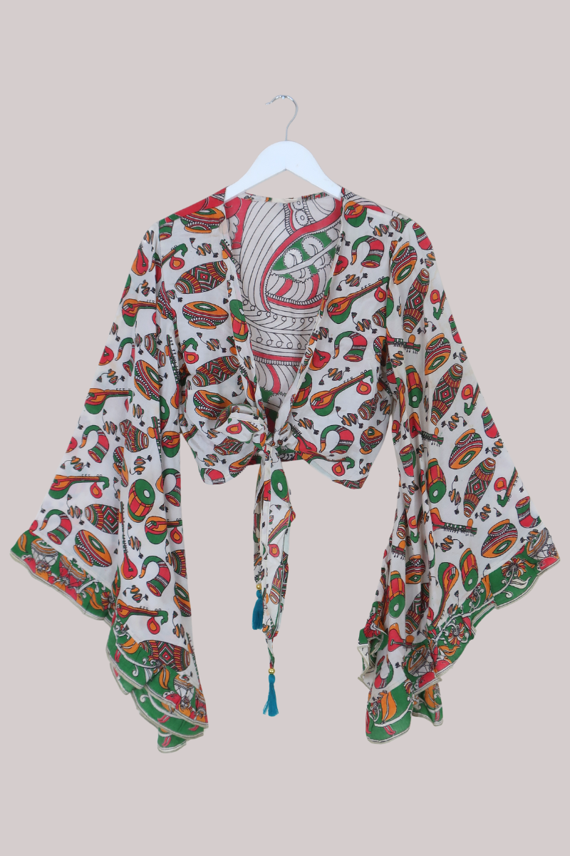 Venus Vintage Cotton Wrap Top in Vivid Music Festival - Size M/L