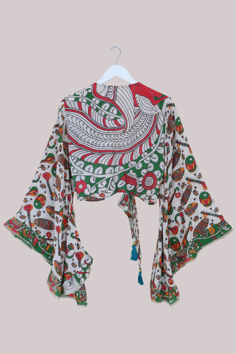 Venus Vintage Cotton Wrap Top in Vivid Music Festival - Size M/L