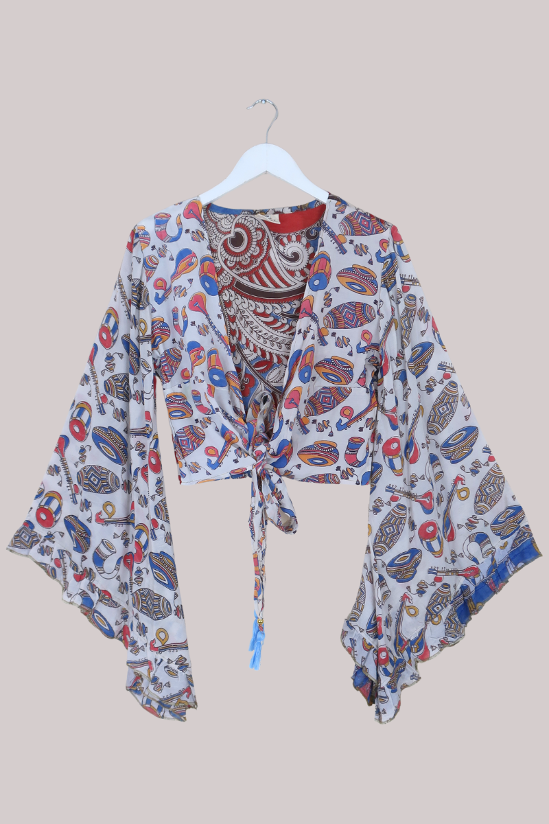 Venus Vintage Cotton Wrap Top in Party Instruments - Size S/M