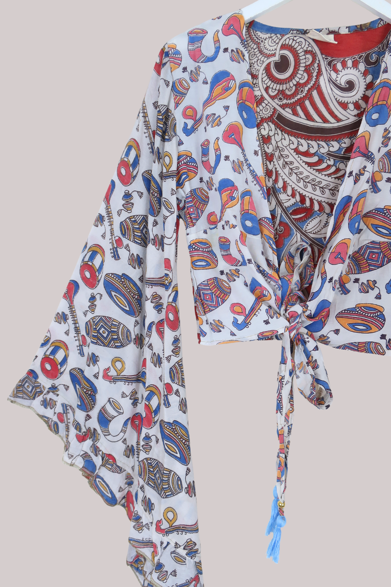 Venus Vintage Cotton Wrap Top in Party Instruments - Size S/M