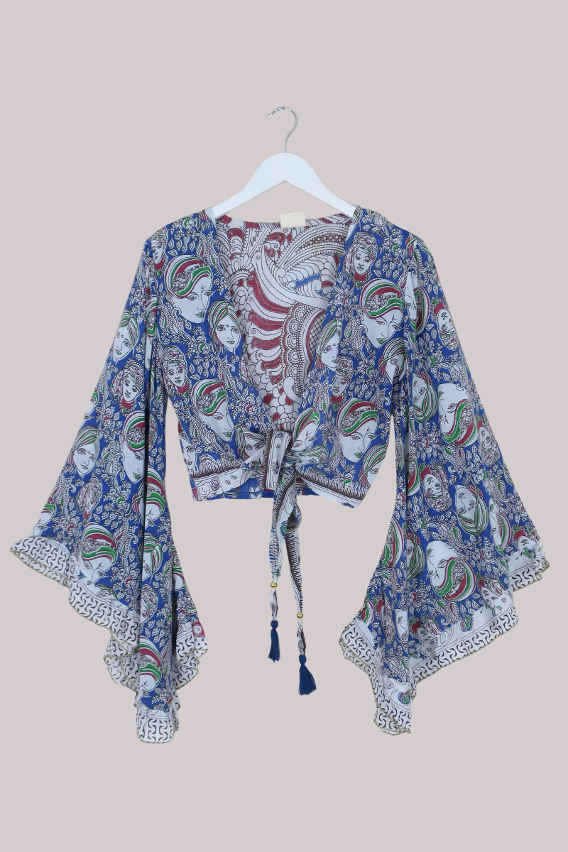 Venus Vintage Cotton Wrap Top in Ladies Of The Forest - Size XS