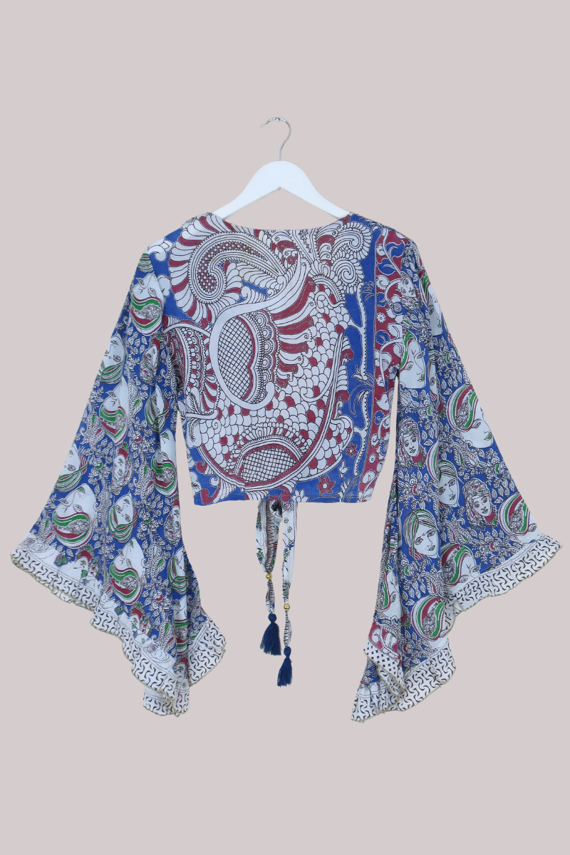 Venus Vintage Cotton Wrap Top in Ladies Of The Forest - Size XS