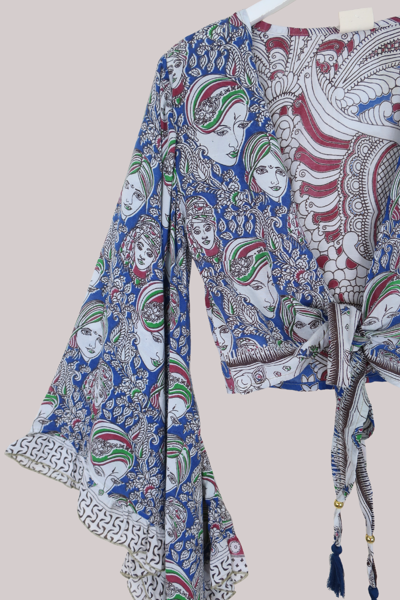 Venus Vintage Cotton Wrap Top in Ladies Of The Forest - Size XS