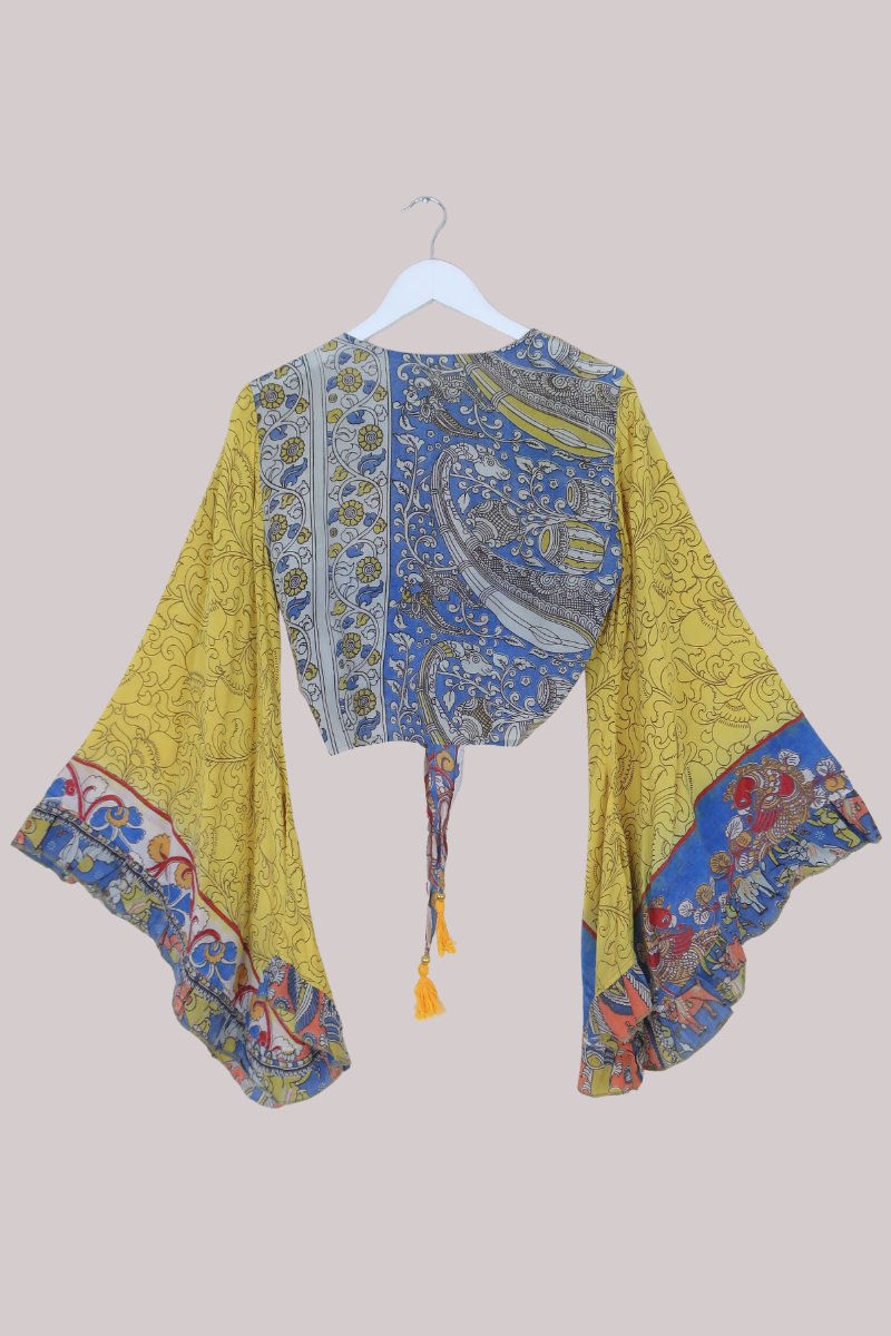 Venus Vintage Cotton Wrap Top in Limoncello Florals - Size S/M