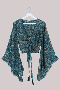 Venus Wrap Top in Simone Blue Mandala
