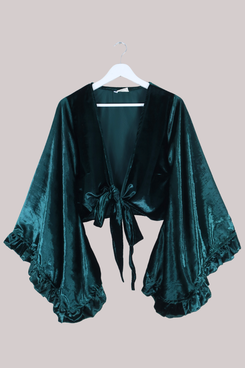 Khroma Venus Wrap Top in Diesel Green Ice Velvet
