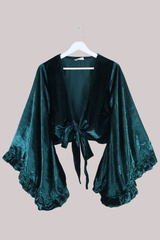 Khroma Venus Wrap Top in Diesel Green Ice Velvet