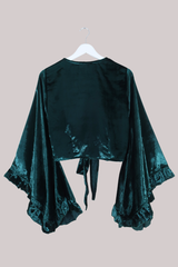 Khroma Venus Wrap Top in Diesel Green Ice Velvet