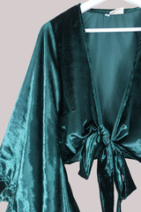 Khroma Venus Wrap Top in Diesel Green Ice Velvet