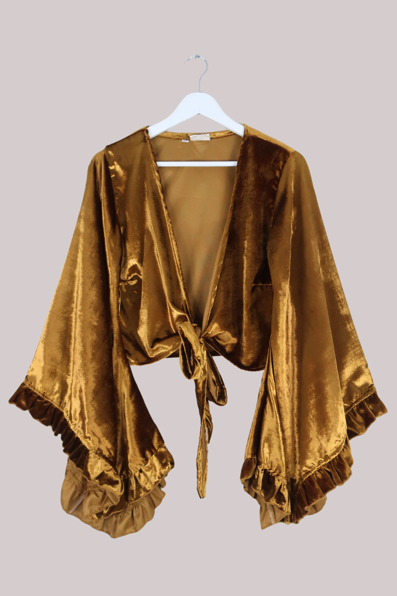 Khroma Venus Wrap Top in Signet Gold Ice Velvet