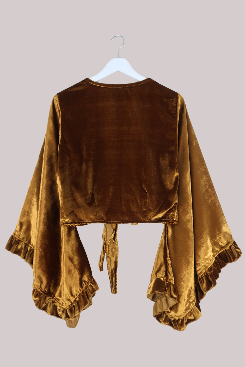 Khroma Venus Wrap Top in Signet Gold Ice Velvet