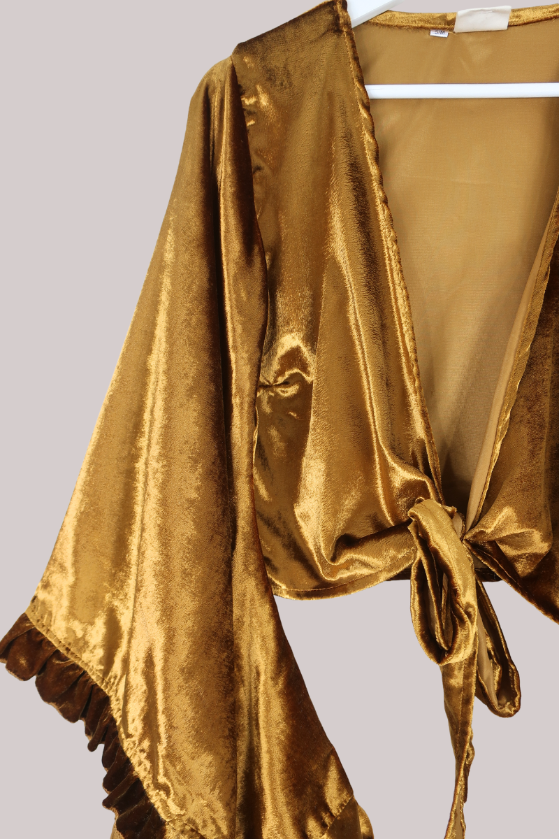 Khroma Venus Wrap Top in Signet Gold Ice Velvet