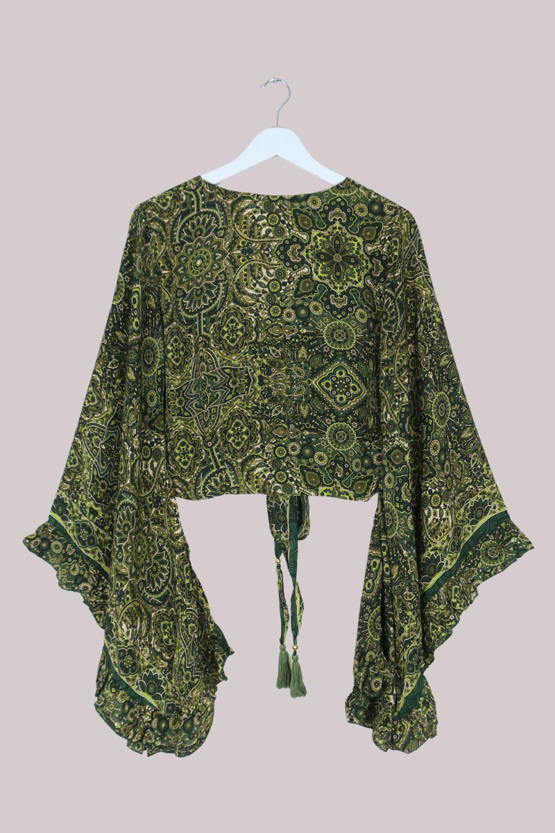 Venus Wrap Top in Coltrane Green Mandala