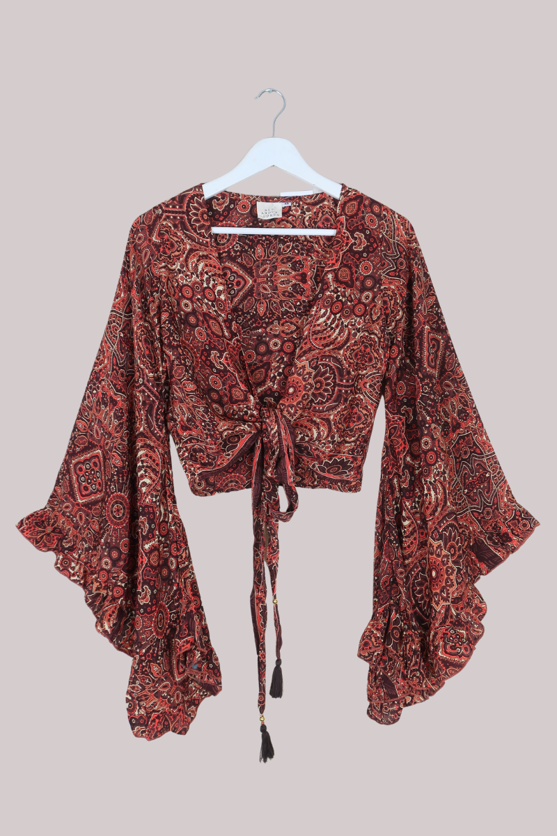 Venus Wrap Top in Bowie Red Mandala