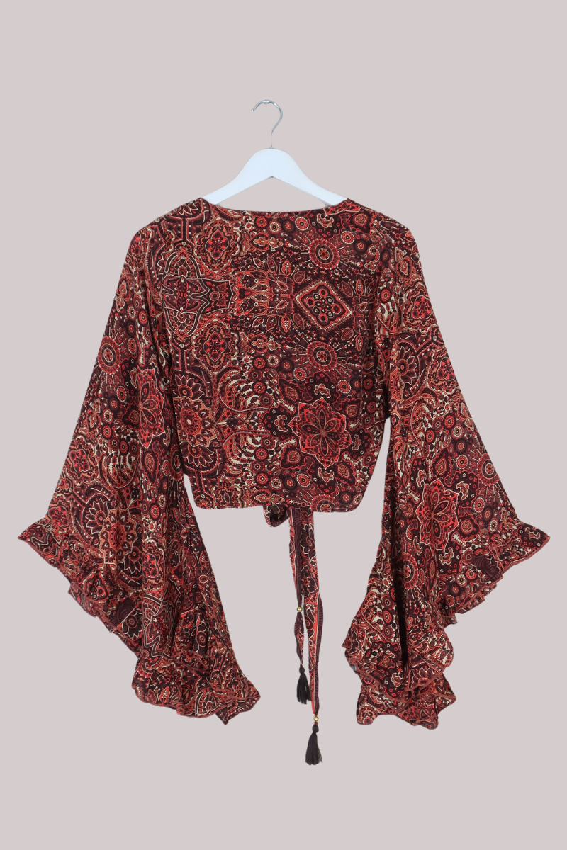 Venus Wrap Top in Bowie Red Mandala