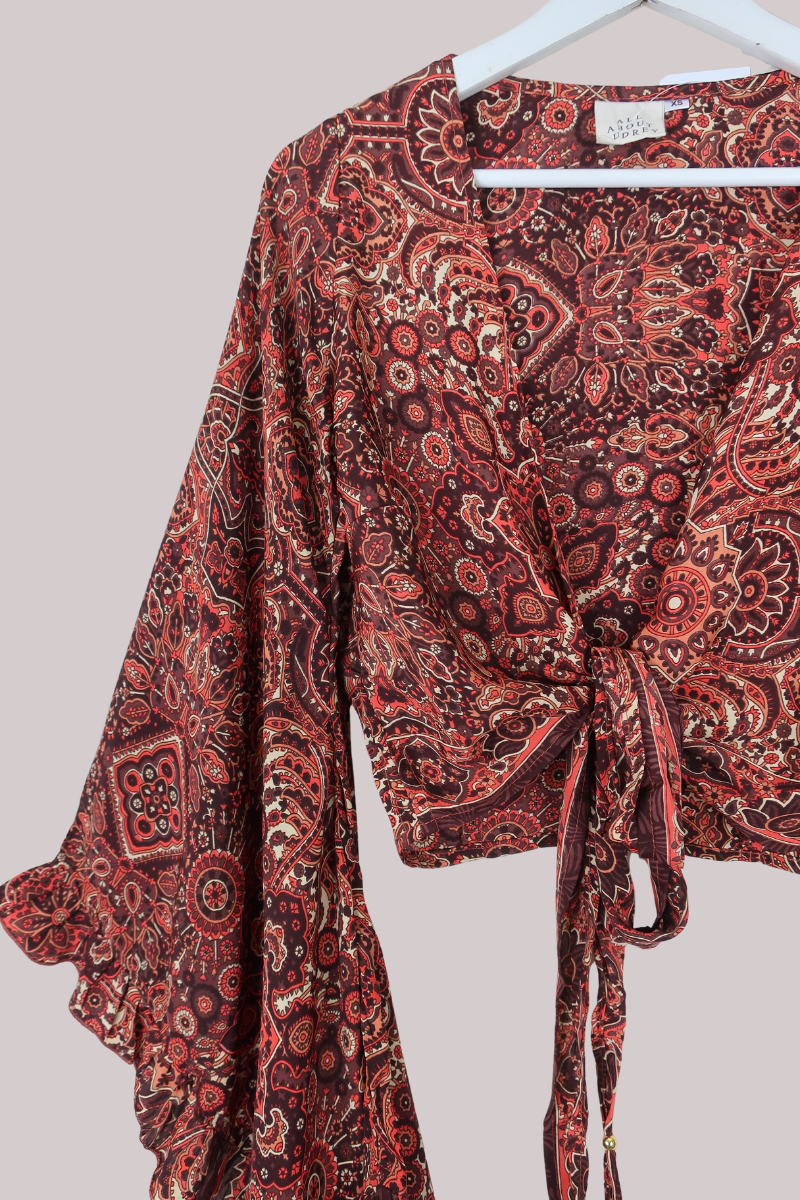 Venus Wrap Top in Bowie Red Mandala