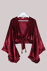 Khroma Venus Wrap Top in Ruby Red Ice Velvet