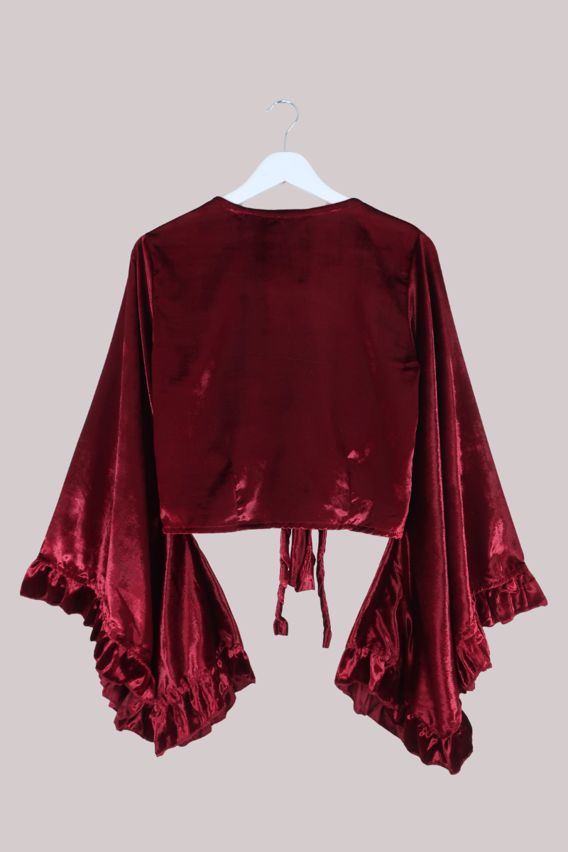 Khroma Venus Wrap Top in Ruby Red Ice Velvet