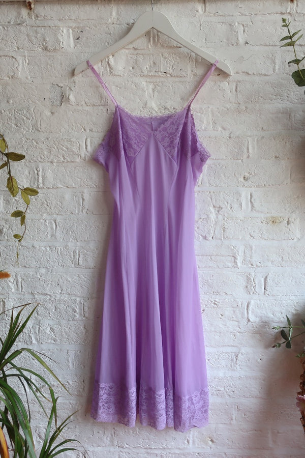 Vintage Dress - Lily pond Purple Lace Slip - Size S by All About Audrey