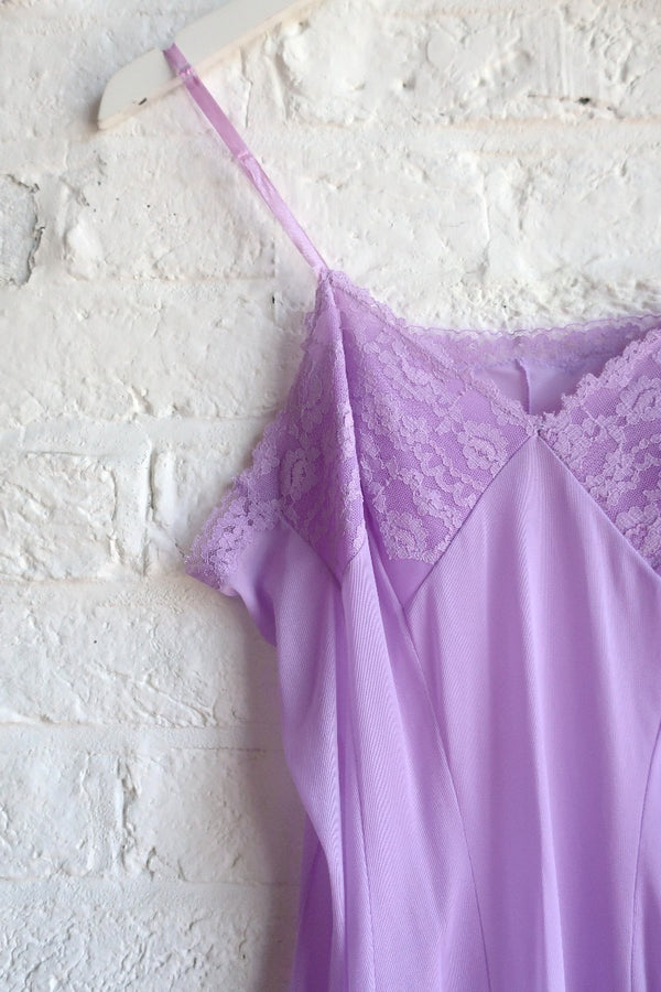 Vintage Dress - Lily pond Purple Lace Slip - Size S by All About Audrey