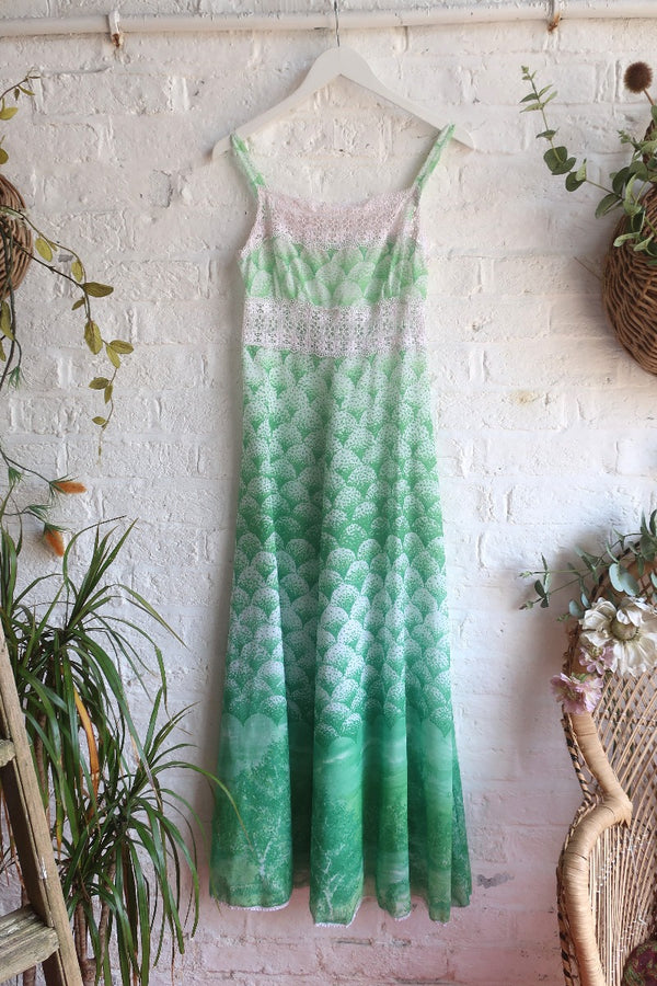 Vintage Dress - Watercolour Landscape Crochet Maxi - Size XS by All About Audrey