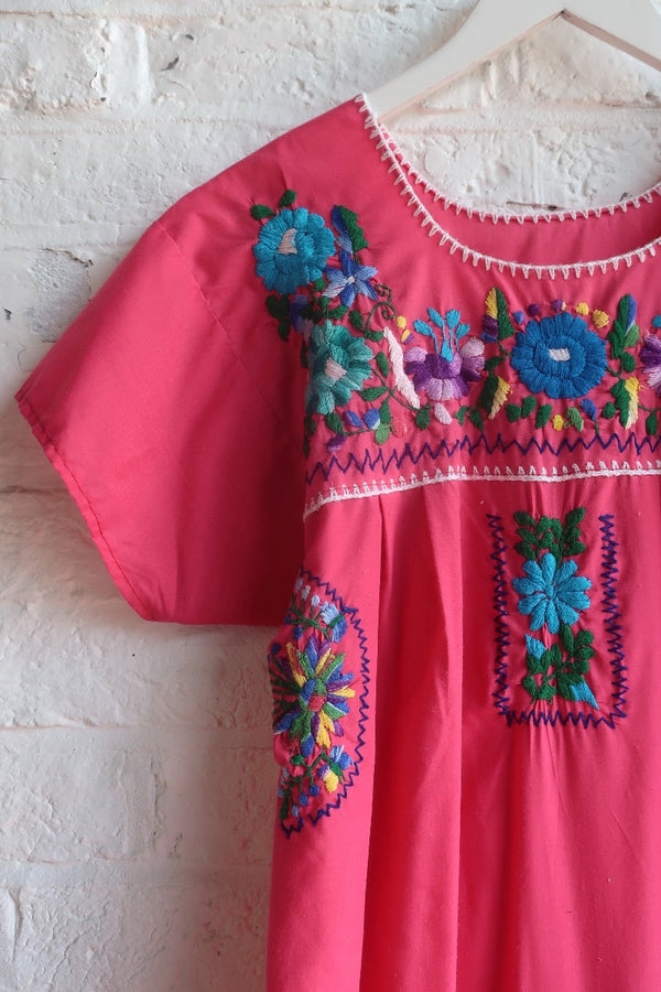 Vintage Dress - Rosa Pink Embroidered Midi - Free Size S - M by All About Audrey